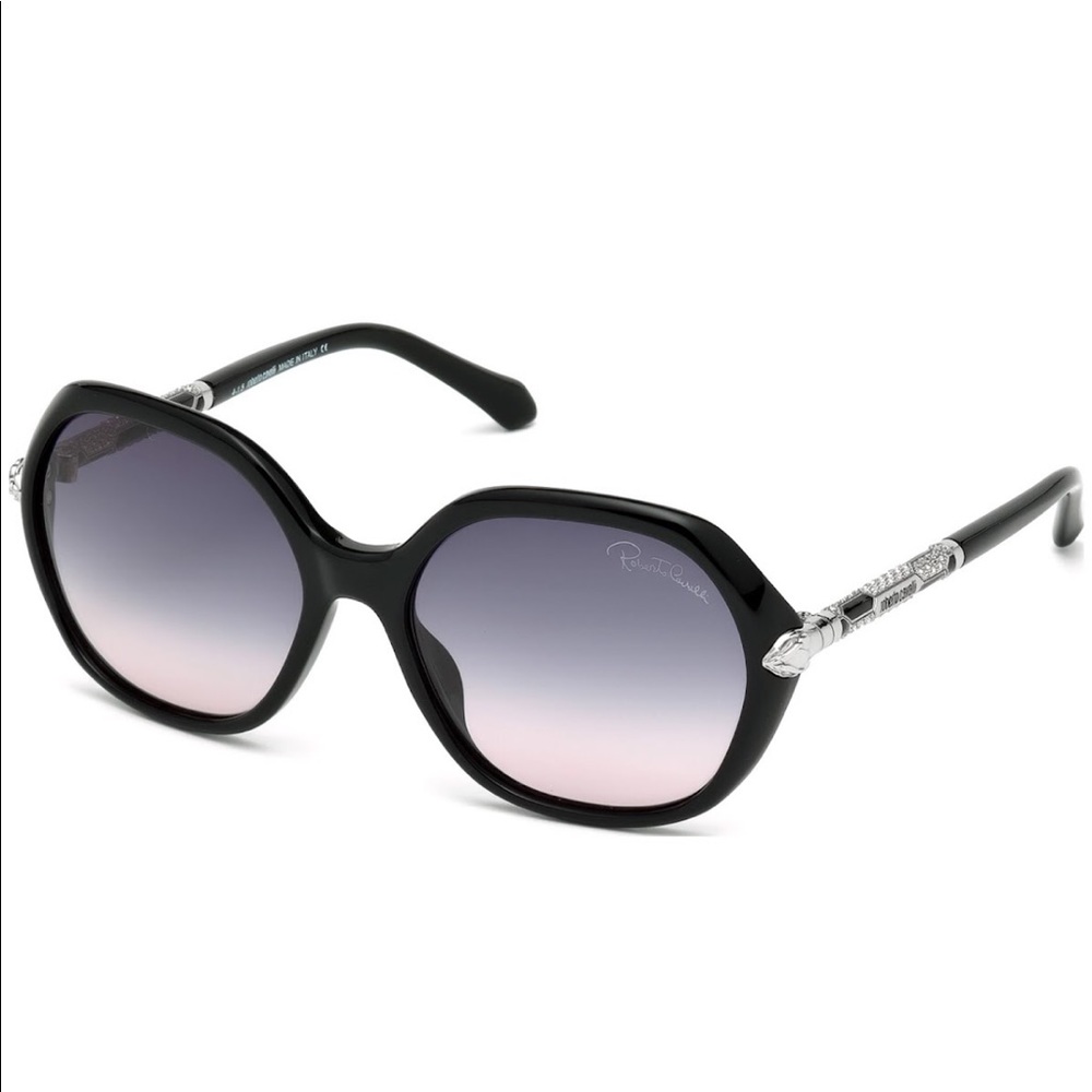 NWOT Authentic Roberto Cavalli Tarazed RC980S 01B Black Plastic Sunglasses